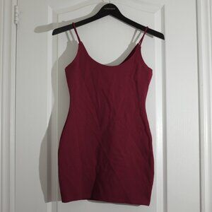 revamped dark red stretchy bodycon mini dress size L